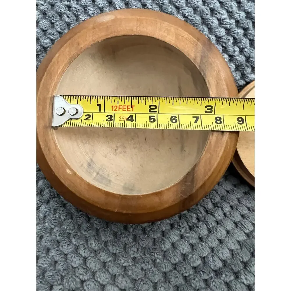 Vintage Inlaid Wooden Trinket Box w/ Ginkgo Leaf Botanical Lid MCM Wood